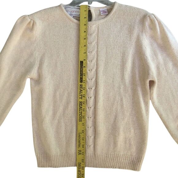 JJ Jones Silk Angora Wool Sweater Womens Sz M VTG Pastel Peach Feminine Romantic - Picture 9 of 12